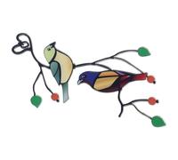 MINAOLULUS Oiseau en Verre Suspendu Rouge Décoratif, Sculpture D’oiseau en Vitrail pour Décoration de Fenêtre, Ornement Suspendu pour Jardin et Intérieur, Art Mural Extérieur, Décoration