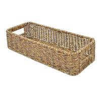 MINAOLULUS Panier de rangement tressé design rustique en plastique pour rangement de couverts et fichiers adapté maison comme cadeau