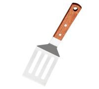 MINAOLULUS Pelle à Frire en Acier Inoxydable à Manche Bois, Spatule à Steak pour Barbecue et Teppanyaki, Ustensile Robuste Surface Texturée, Usage Domestique et Professionnel