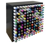 MinBoo Organisateur de marqueurs en bois en bambou pour fournitures d'art - Porte-marqueurs d'art, stylos, crayons de couleur, pinceaux - Organiseur de papeterie (noir, support pour 144 marqueurs)