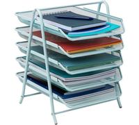 Mind Reader 5-laags papierlade desktop organizer, bestandsopslag, werkruimte, kantoor, metalen gaas, 29,5 cm L x 35,6 cm B x 38,8 cm H, blauw, 1-pack