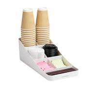 Mind Reader 7 compartiments pour condiments, tasses, couvercles, sucres, agitateurs - Blanc