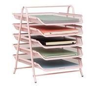 Mind Reader Bac à Papier à 5 Niveaux, Organiseur de Bureau, Rangement de fichiers, Bureau, Maille métallique, 29,8 x 35,6 x 36,8 cm (L x l x H), Rose