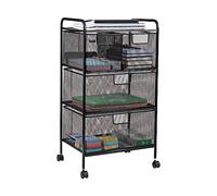 Mind Reader Chariot avec tiroirs, organisateur de linge, chariot utilitaire, salle de bain, cuisine, maille métallique, 40,6 x 27,9 x 73,7 cm, noir
