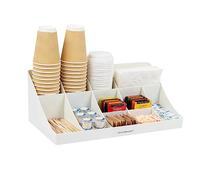 Mind Reader COMORG-WHT Organiseur de comptoir à 11 compartiments à 2 niveaux pour tasses et condiments, 45,4 x 24,1 x 16,8 cm (L x l x H), plastique, blanc