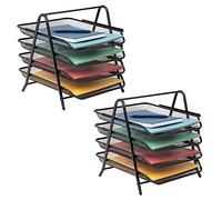 Mind Reader Lot de 2 Plateaux à Papier à 4 Niveaux, Organiseur de Bureau, Rangement de fichiers, Bureau, Maille métallique, 30,5 cm (L) x 34,9 cm (l) x 31,8 cm (H), Noir