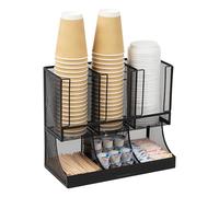 Mind Reader Organisateur de rangement vertical à 6 compartiments pour café, condiments et tasses, maille métallique noire