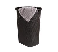 Mind Reader Panier à linge fin, capacité de 60 litres, poignées découpées, couvercle à charnière fixé, ventilé, 45 x 35 x 61 cm (L x l x H), marron