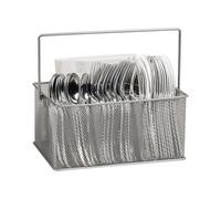 Mind Reader Panier de Rangement pour ustensiles, fourchettes, cuillères, Couteaux, Serviettes, Parfait pour Fournitures de Bureau, Crayons, stylos, agrafes One Size Maille argentée