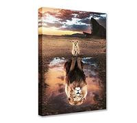 Mindset Is Everything - Affiches de motivation sur toile - Art mural inspirant - Peinture moderne - Motif lion - Impressions d'œuvres d'art pour bureau, salle de ncadrée tendue - 40,6 x 61