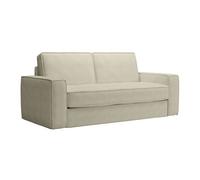 MINDY - Canapé 3 places convertible velours côtelé beige matelas 14 cm