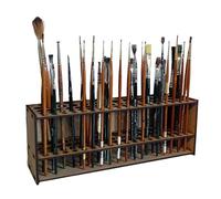 Mineatig Support pour Pinceaux,67 Trous Porte-Peinture en Bois, Organisateur Pinceaux Aquarelle Bureau,Étagère Durable pour Pinceaux Maquillage, Support Mural pour Pinceaux Et Marqueurs, 1pcs