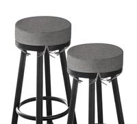 MineCozy Lot de 2 coussins de tabouret de bar ronds de 7,6 cm d'épaisseur pour chaises, de bistrot antidérapants avec housse lavable en machine (30,5 cm, gris clair)