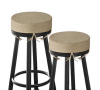 MineCozy Lot de 2 coussins de tabouret de bar ronds de 7,6 cm d'épaisseur pour chaises, de bistrot antidérapants avec housse lavable en machine (30,5 cm, beige)