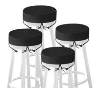MineCozy Lot de 4 coussins de tabouret de bar ronds de 7,6 cm d'épaisseur pour chaises, de bistrot antidérapants avec housse lavable en machine (30,5 cm, noir)