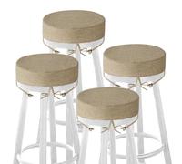 MineCozy Lot de 4 coussins de tabouret de bar ronds de 7,6 cm d'épaisseur pour chaises, de bistrot antidérapants avec housse lavable en machine (30,5 cm, beige)