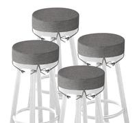 MineCozy Lot de 4 coussins de tabouret de bar ronds de 7,6 cm d'épaisseur pour chaises, de bistrot antidérapants avec housse lavable en machine (30,5 cm, gris clair)