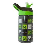 Minecraft Atlantic All Mob Heads Gourde en plastique écologique sans BPA avec paille amovible, anti-déversement, cadeau parfait pour les fans de 450 ml