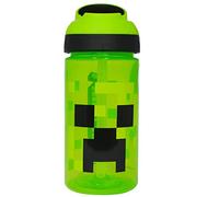 Minecraft Atlantic Creeper Bouteille d'eau en plastique sans BPA avec paille amovible, anti-déversement, cadeau parfait pour les fans de Produit sous licence officielle 450 ml