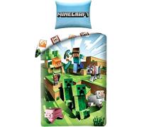 Halantex - Parure de lit Minecraft Cactus Run - Coton - Housse de couette 140x200 cm + taie 70x90 cm