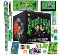 Minecraft Calendrier de l'Avent 2025 Enfant et Ado Creeper Compte à Rebours Noel 24 Surprises Papeterie Original et Accessoires Kawaii Cadeau Enfant (Noir Cube)