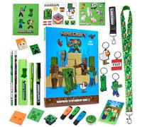 Minecraft Calendrier de l'Avent 2025 Enfant et Ado Creeper Compte à Rebours Noel 24 Surprises Papeterie Original et Accessoires Kawaii Cadeau Enfant (Bleu)