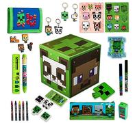 Minecraft Calendrier de l'Avent 2025 Enfant et Ado Creeper Compte à Rebours Noel 24 Surprises Papeterie Original et Accessoires Kawaii Cadeau Enfant (Vert Cube)