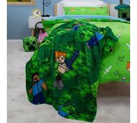 Couverture Polaire Officielle Minecraft Character World | Plaid Ultra Doux et Chaud | Motif Niveaux | Idéale pour la Maison, la Chambre, Les soirées Pyjama et Le Camping 100 x 150 cm | Vert