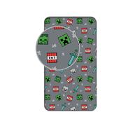 Jerry Fabrics Drap-housse Minecraft 100% coton 90x200+25 cm coins élastiques pour garçons et filles