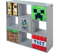 Étagère Minecraft 9 Compartiments Et 5 Portes Push-open Gris - Motifs Multicolore TU