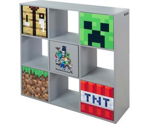 MINECRAFT - Étagère 3x3, Séparation de pièce avec compartiments ouverts et portes avec Push-Open, Meuble pour enfants au design coloré