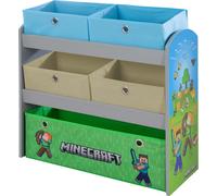MINECRAFT - Étagère de jeu, bibliothèque, étagère de rangement avec 5 boîtes en tissu, meuble pour enfants au design coloré
