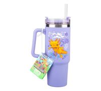 Paladone Gobelet isotherme et paille Minecraft Axolotl Violet, 900 ml, Tasse de voyage sous licence officielle Quencher avec poignée pour thé glacé ou café