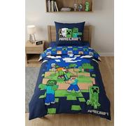Minecraft Housse de Couette 140x200 + Taie 65x65 Coton Steve Alex Creeper