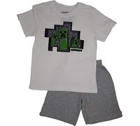 Minecraft Kids - Creeper - Pyjama pour enfant - Gris chiné / blanc - Méchés - Pour fan - Gaming, Gris chiné/blanc., 10 ans