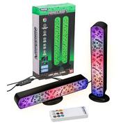 Minecraft Lot de 2 barres lumineuses sous licence officielle avec télécommande, phase de couleur, 3 niveaux de luminosité et musique réactive, décoration de salle de jeu et cadeau pour garçons et