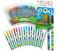 Minecraft Lot de 20 stylos à encre gel pour dessin, gribouillage, coloriage, art plus mini affiches pour décoration de chambre et autocollants | Cadeaux de fête Minecraft pour enfants, garçons, filles
