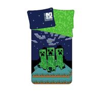 Jerry Fabrics – Parure de lit en coton Minecraft Creeper 2" Bleu/Vert 140 X 200 Cm