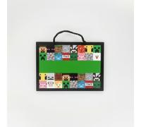 Minecraft Plaque de porte personnalisée avec autocollants de l'alphabet, panneau de nom personnalisé pour chambre à coucher ou salle de jeux, décoration officielle Minecraft 23 x 17 cm avec crochet