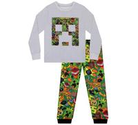 Minecraft Pyjama Enfant Garcon, Ensembles De Pyjama Garçon Creeper, Pyjamas Hiver Manches Longues Enfant, Multicolore 8-9 Ans
