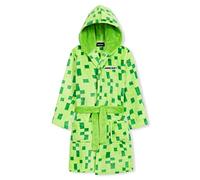 Minecraft Robe de Chambre Polaire Garçon et Ado Creeper Peignoir Enfant à Capuche avec Poches et Ceinture Cadeau Gamer (11-12 Ans, Vert)