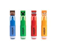 Minecraft Surligneurs, Ensemble de Papeterie Alex & Steve TNT Creeper Design 3D Lot de 4 Couleurs Vert, Bleu, Jaune et Rouge