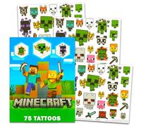 Minecraft Tatouages temporaires pour enfants et adultes - 75 tatouages Minecraft pour cadeaux de fête, sacs à friandises et plus (ensemble de fournitures de fête)