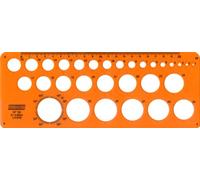 Minerva Normographe – Trace N°18 – pochoir cercles pairs/impairs Ø 1–30 mm – plastique orange