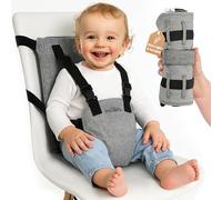 Mineto Chaise Nomade Bebe Portable Ultra-Légère, Harnais Sécurisé 3 Points, Rehausseur chaise enfant de voyage Facile à Transporter, Siege Bebe Assis de 6 Mois à 3 Ans, Lavable et Universel Gris