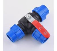 Minflora Raccord rapide en T de robinet à boisseau sphérique en polyéthylène, noyau en acier plastique, valve de distribution d'eau à trois voies avec interrupteur pour irrigation de jardin et