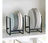 MINGFANITY Lot de 2 Supports d'assiettes en métal pour Armoire, comptoir et Placard - Noir, Petit