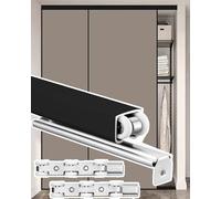 Minglez Kit Porte Coulissante Kit de Porte Coulissante Noir de 2 M, 2,3 M, 2,4 M, 2,7 M, 3 M et 3,7 M. Rail de Porte Coulissante avec roulettes pour Placard, Rail de Porte Coulissante(5ft/1.5m)
