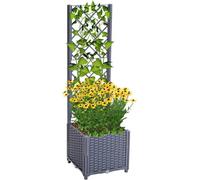 Mingone Bac à plantes en rotin en espalier Bac à plantes grimpantes Auto-arrosage Gris bleu 40x40x136cm