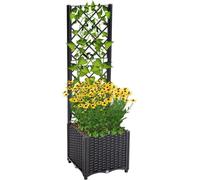 Mingone Jardinière en rotin espalier auto-arrosage noir 40x40x136cm